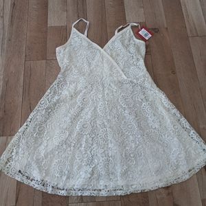 Mossimo Ivory Floral Lace Overlay Strappy Dress